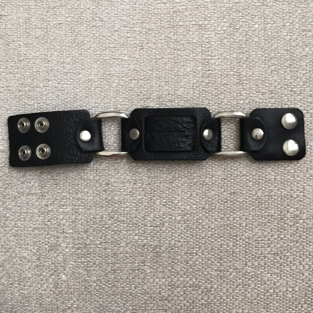 Black leather Diesel bracelet.